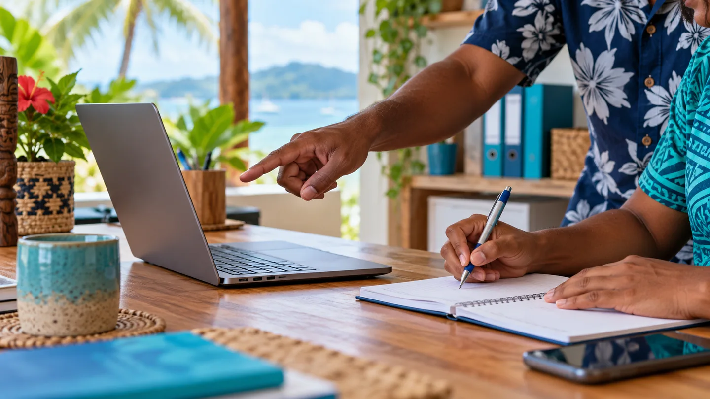 Illustrative laptop and notebook for recording website ownership and support tasks Illustrative laptop and notebook for recording website ownership and support tasks